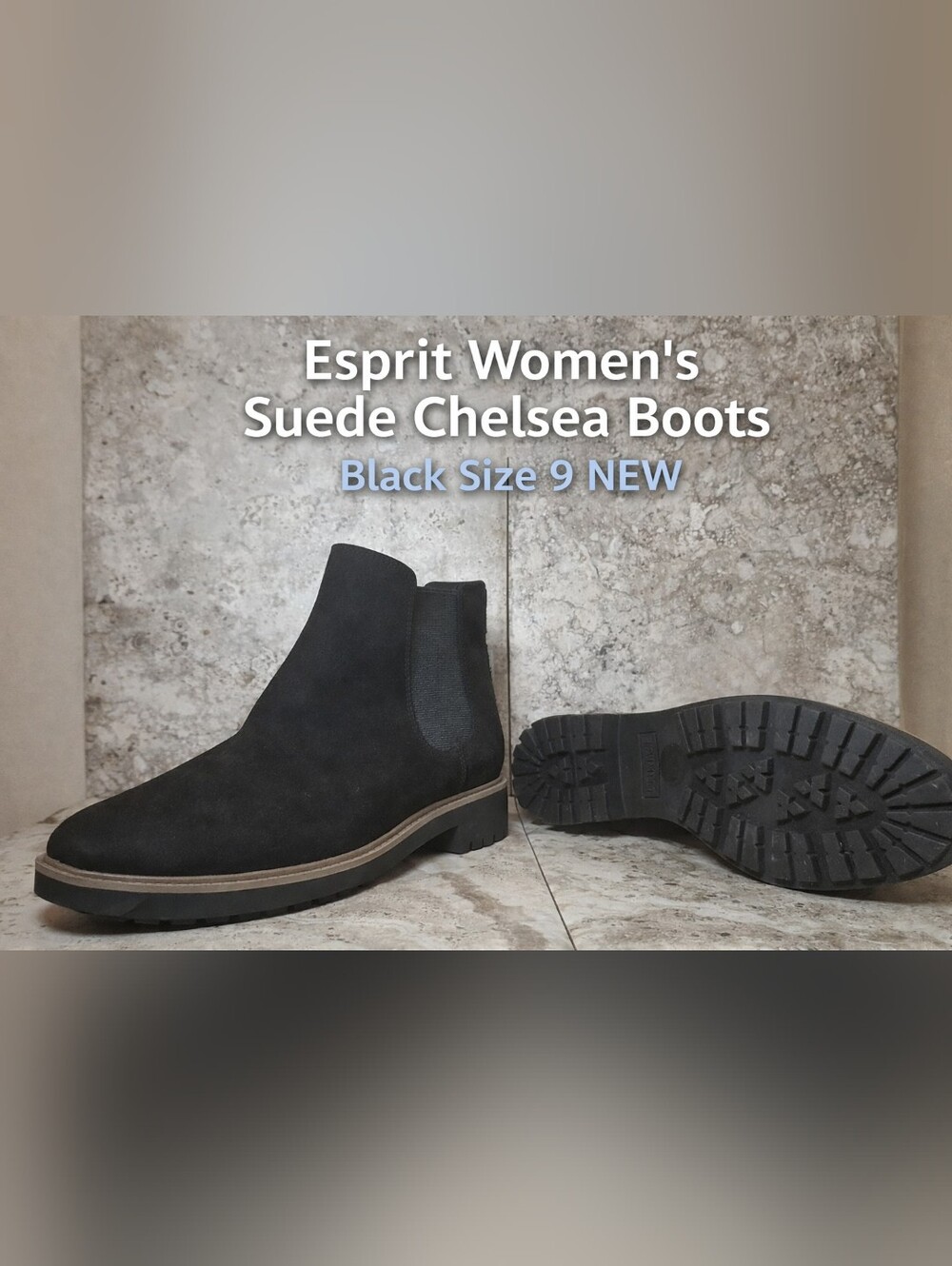 Esprit Women's Black Suede Chelsea Boots